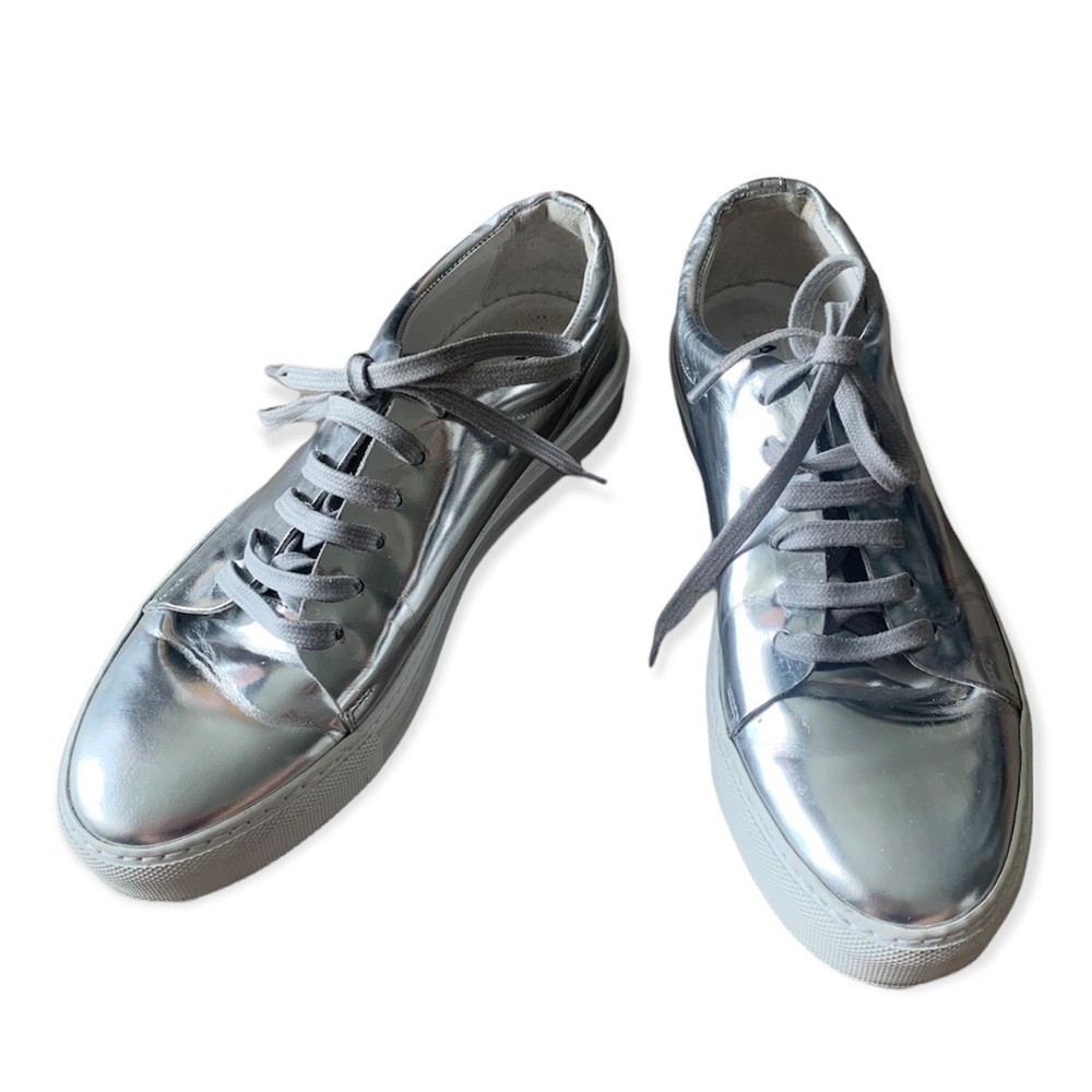 Acne Studio Shoes Metallic Silver Lace Up Sneaker Shoes